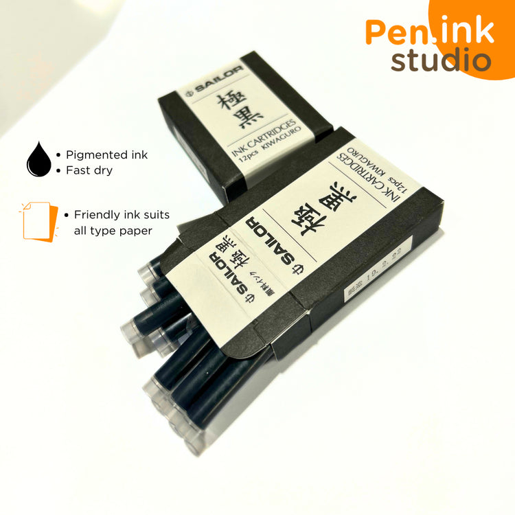 Sailor Kiwaguro Nano Black Pigmented Ink Cartridge for Fountain Pen