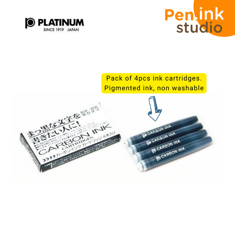 Platinum Pen Carbon Black Ink Cartridge Pack of 4pcs