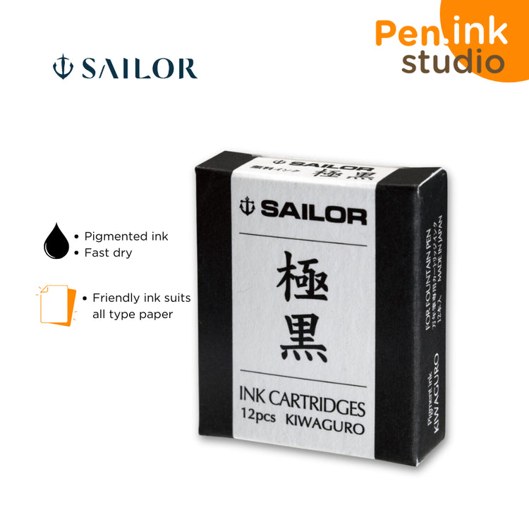 Sailor Kiwaguro Nano Black Pigmented Ink Cartridge for Fountain Pen