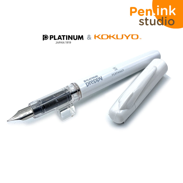 Platinum Preppy White 0.3 Fine Nib Fountain Pen Collaboration with Kokuyo Special Edition.