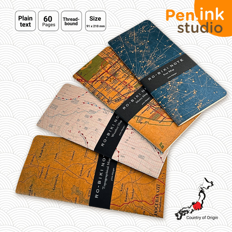 Japanese Ro-Biki Notebook Map Series 91 x 210mm Size