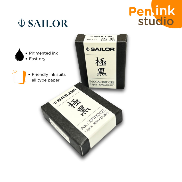 Sailor Kiwaguro Nano Black Pigmented Ink Cartridge for Fountain Pen