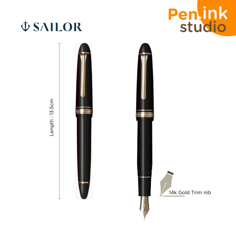 Sailor 1911 Standard 14K Gold Trim Black Color Fountain Pen